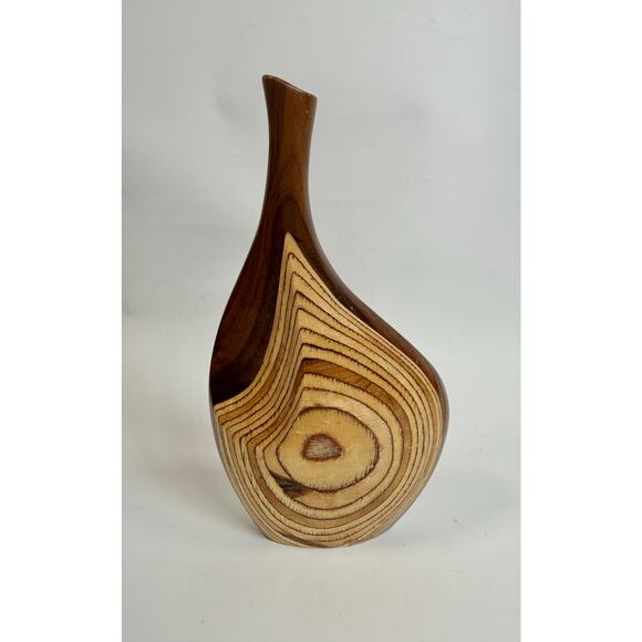 MCM Handmade Laminated Wood Minimalist Sculptural Vase Signed H. Süpola - Picture 1 of 11